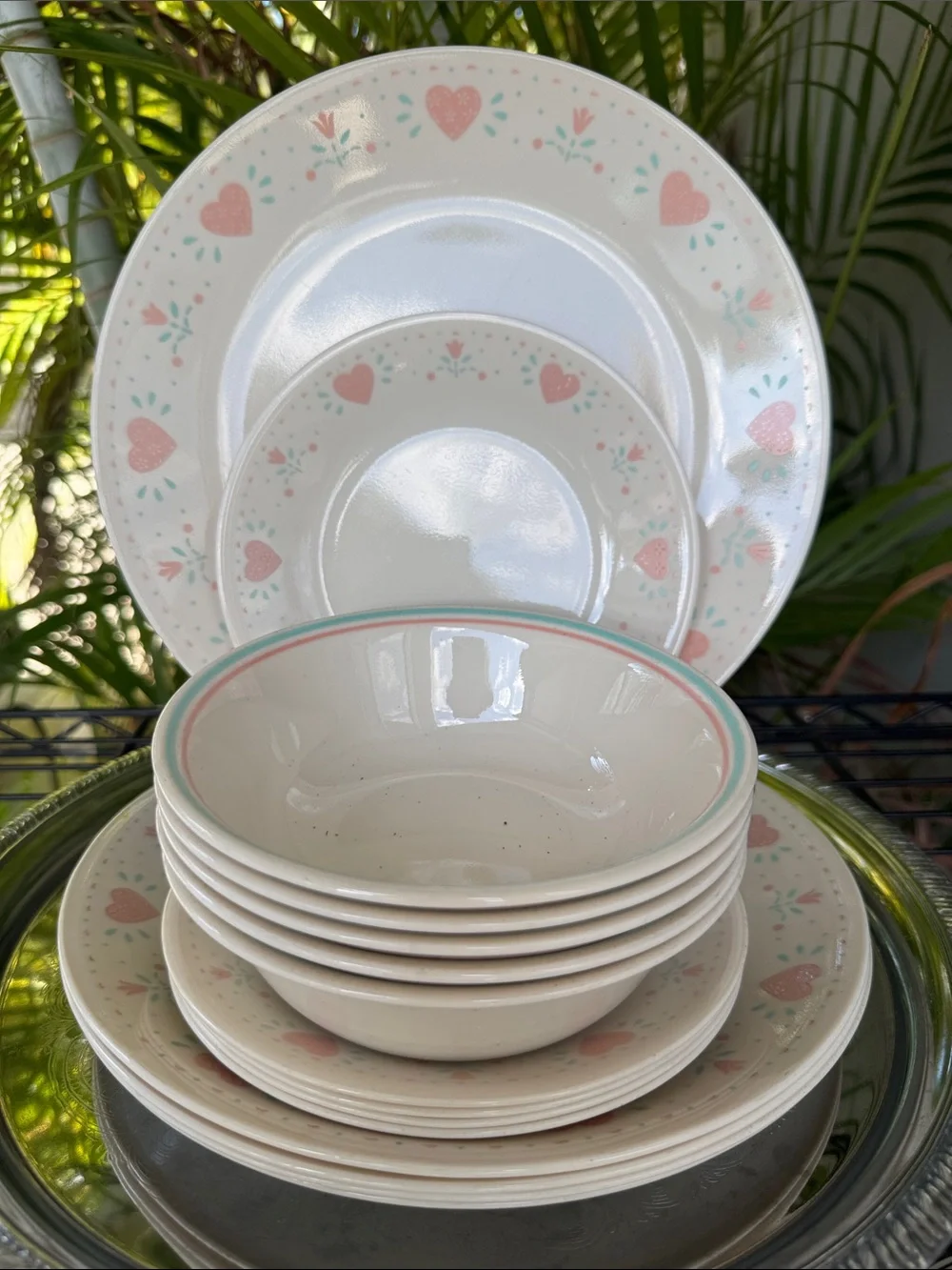 Corelle FOREVER YOURS Dinnerware Set of 15 for 5 People, 10.25” Plates & Bowls